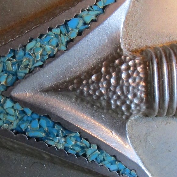 Vintage Silver/Turquoise Belt Buckle w/Arrowhead - Picture 9 of 10